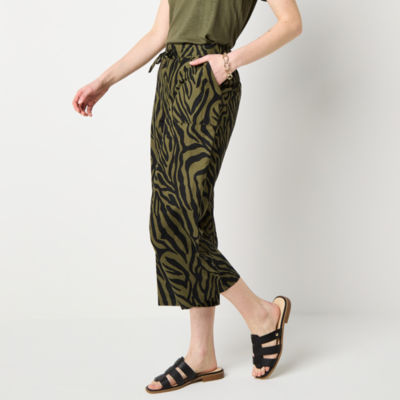 Liz Claiborne Womens Mid Rise Wide Leg Pull-On Pant