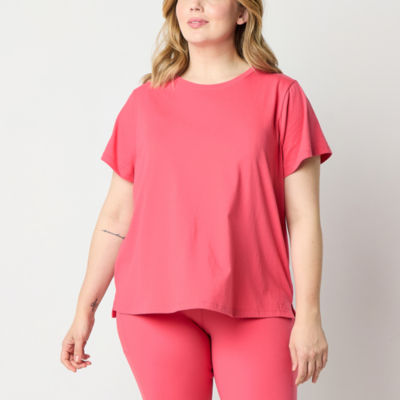 Xersion Womens Plus Crew Neck Short Sleeve Active T-Shirt