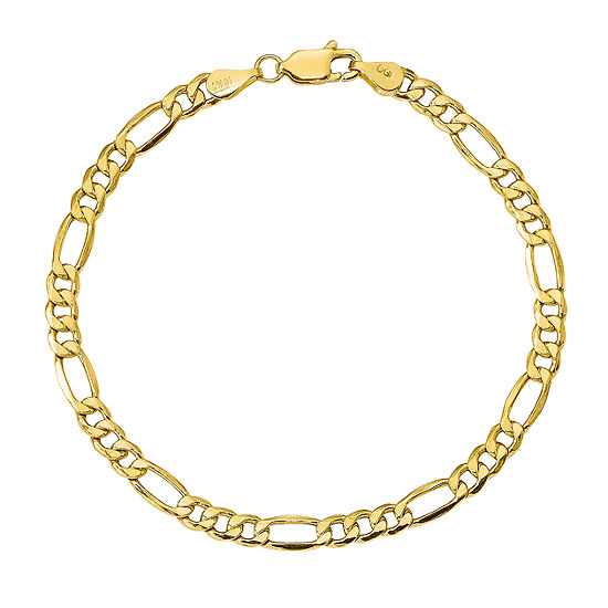 10K Gold 7 Inch Semisolid Figaro Chain Bracelet
