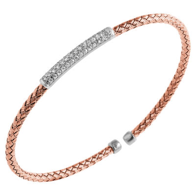 Paris 1901 By Charles Garnier Womens Cubic Zirconia 18K Rose Gold Over Silver Cuff Bracelet