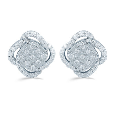 1/2 CT. T.W. Natural White Diamond Sterling Silver 10.1mm Stud Earrings