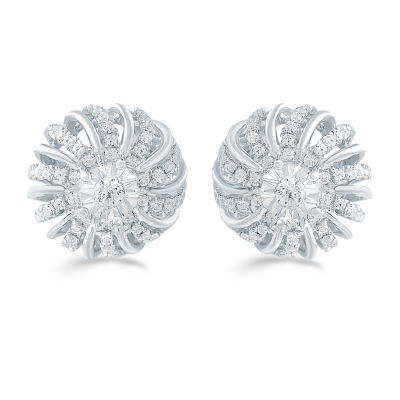 1/2 CT. T.W. Natural White Diamond Sterling Silver 12.1mm Stud Earrings