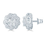 1/2 CT. T.W. Genuine White Diamond Sterling Silver 11.8mm Flower Stud Earrings