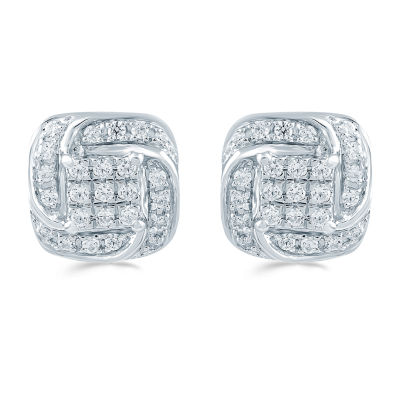 1/4 CT. T.W. Natural White Diamond Sterling Silver 8.6mm Stud Earrings