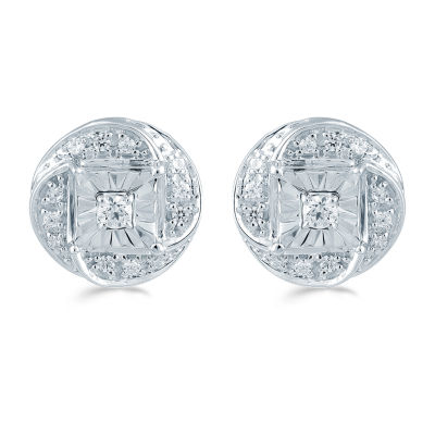 1/6 CT. T.W. Natural White Diamond Sterling Silver 8.9mm Stud Earrings