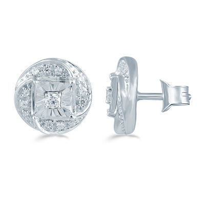 1/6 CT. T.W. Natural White Diamond Sterling Silver 8.9mm Stud Earrings