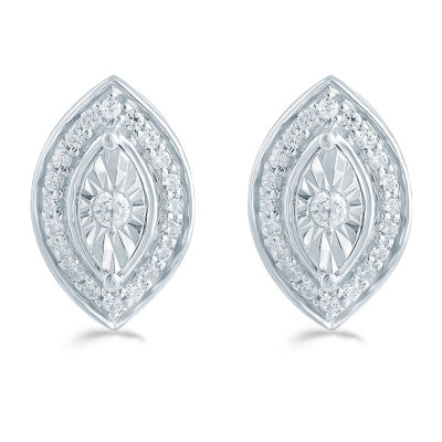 1/5 CT. Natural White Diamond Sterling Silver 11.3mm Stud Earrings