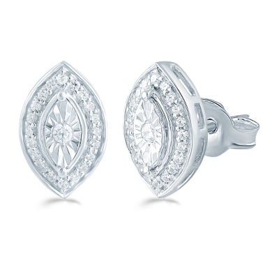 1/5 CT. Natural White Diamond Sterling Silver 11.3mm Stud Earrings