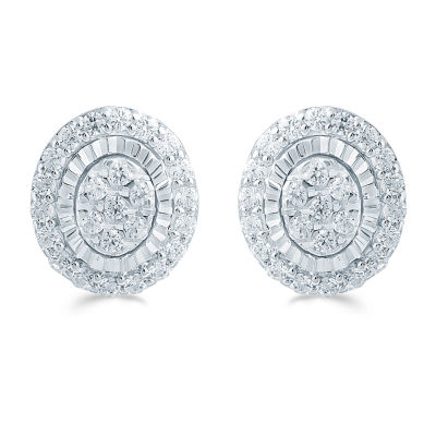 1/3 CT. T.W. Natural White Diamond Sterling Silver 8mm Stud Earrings