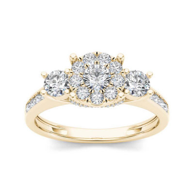 1 CT.T.W. Natural Diamond 10K Yellow Gold 3-Stone Ring