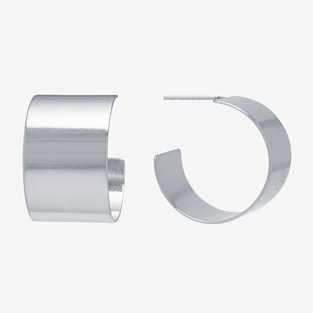 Silver Reflections Pure Silver Over Brass Hoop Earrings In Transparent