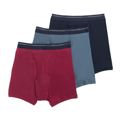 Jockey Cotton Mens 4 Pack Boxer Briefs, Color: Navy Gray Wine - JCPenney