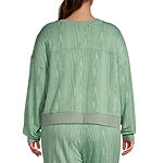 Ambrielle Womens Plus Long Sleeve Round Neck Pajama Top