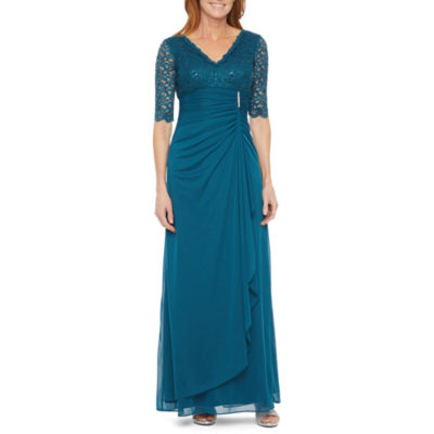 DJ Jaz 3/4 Sleeve Embellished Evening Gown, Color: Peacock - JCPenney