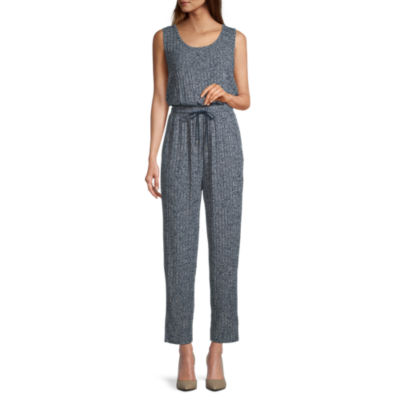 Liz Claiborne Sleeveless Jumpsuit, Color: Sig Navy Mlng - JCPenney