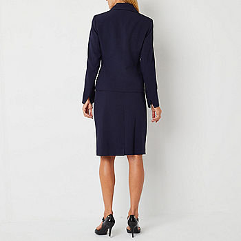 Le Suit 2-pc. Knee Length Skirt Suit-Petite, Color: Navy - JCPenney