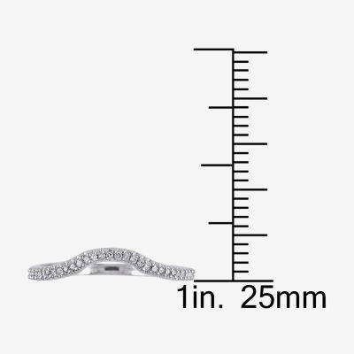 Womens 1/10 CT. T.W. Natural White Diamond Sterling Silver Curved Wedding Ring Enhancer