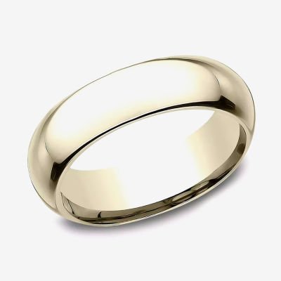 Mens 14K Yellow Gold 6MM High Dome Comfort-Fit Wedding Band