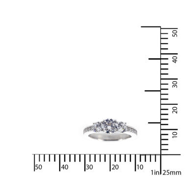 DiamonArt® Cubic Zirconia Sterling Silver 3-Stone Ring