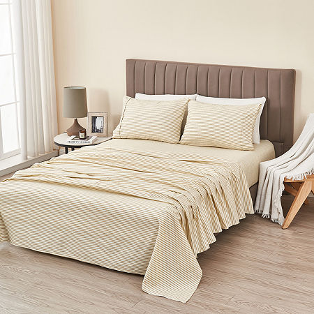 Linery Striped Microfiber Sheet Set, One Size, Beige