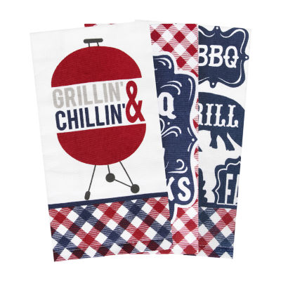 Ritz  Bbq Gingham Set 3-pc. Kitchen Towel Set