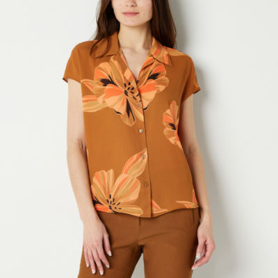 Worthington Womens Short Sleeve Regular Fit ButtonDown Shirt JCPenney
