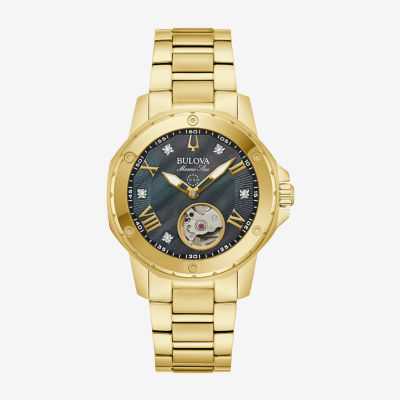 Bulova Womens Automatic Gold Tone Stainless Steel Bracelet Watch 97p171