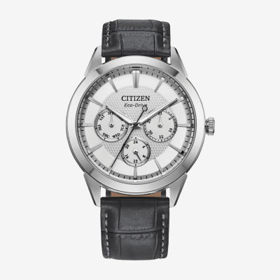 Citizen Mens Gray Leather Strap Watch Bu2110-01a