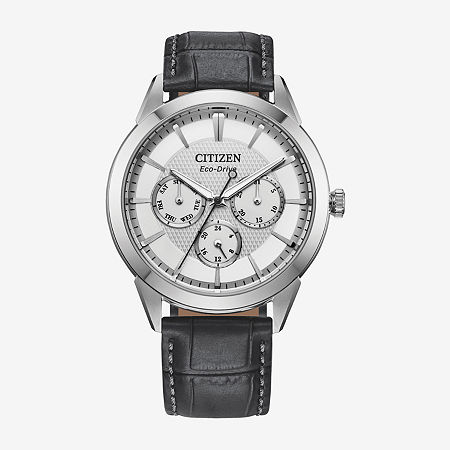 Citizen Mens Gray Leather Strap Watch Bu2110-01a, One Size