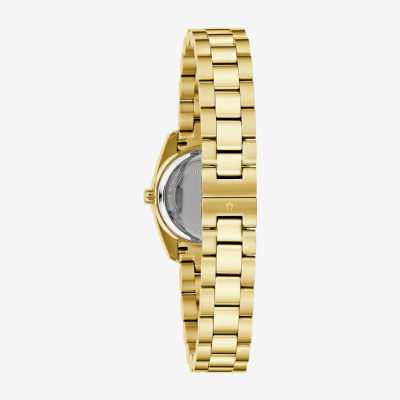 Bulova Crystal Womens Crystal Accent Gold Tone Stainless Steel Bracelet Watch 98x137