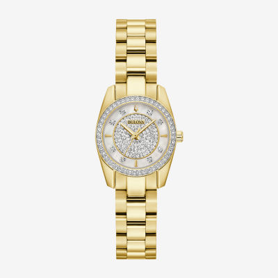 Bulova Womens Crystal Accent Gold Tone Stainless Steel Bracelet Watch 98x137