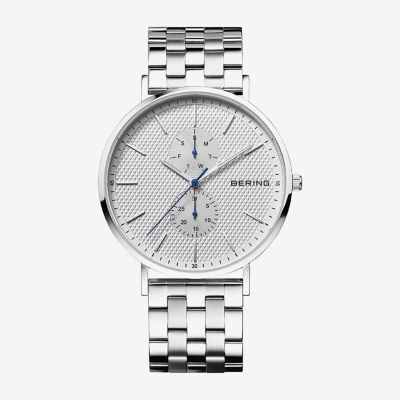 Bering Mens Silver Tone Stainless Steel Bracelet Watch 14240-700