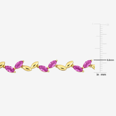 Womens Lab Created Pink Sapphire 18K Gold Over Silver Tennis Necklaces