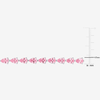 Womens Lab Created Sapphire Sterling Silver Inch Tennis Bracelet