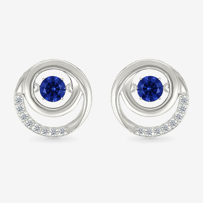 Lab Created Blue Sapphire Sterling Silver 13mm Circle Stud Earrings