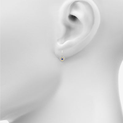1/10 CT. T.W. Lab Created Blue Sapphire 10K Gold Sterling Silver Diamond Drop Earrings