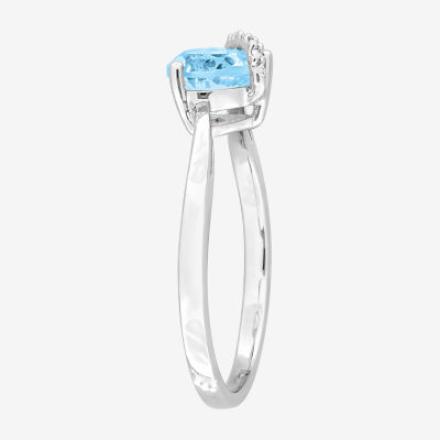 Womens Diamond Accent Genuine Blue Topaz Sterling Silver Heart Cocktail Ring