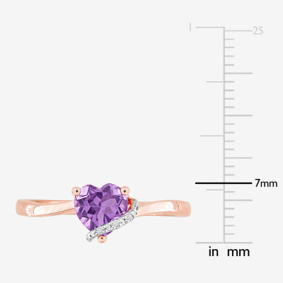 Womens Diamond Accent Gemstone Sterling Silver Heart Cocktail Ring