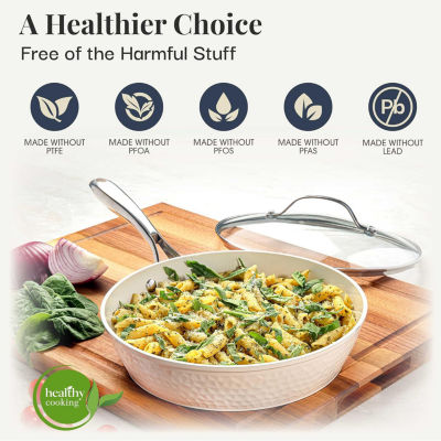 Gotham Steel Hammered Cream 15-pc. Ultra Ceramic Non-Stick Cookware Set with Utensils