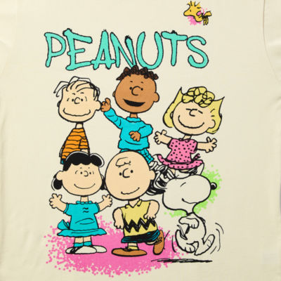 Juniors Boyfriend Tee Womens Crew Neck Short Sleeve Peanuts Graphic T-Shirt