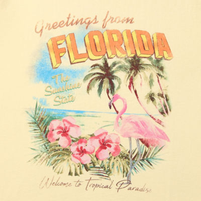 Juniors Greeting From Florida Oversized Womens Crew Neck Short Sleeve Graphic T-Shirt