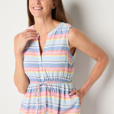 St. John's Bay Womens Sleeveless Striped Shift Dress Tall