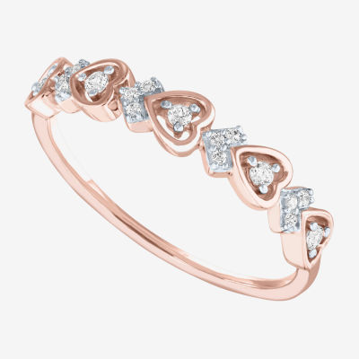 (G-H / Si2-I1) 4MM 1/10 CT. T.W. Lab Grown White Diamond 10K Rose Gold Heart Wedding Band