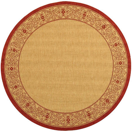 Courtyard Tribal Indoor/Outdoor Round Rugs, One Size, Beige