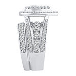 Womens 3 CT. T.W. Genuine White Diamond 10K White Gold Pear Side Stone Halo Bridal Set