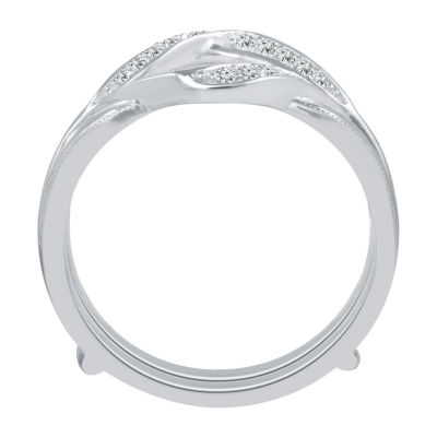 Womens 1/6 CT. T.W. Genuine White Diamond 14K White Gold Wedding Ring Guard