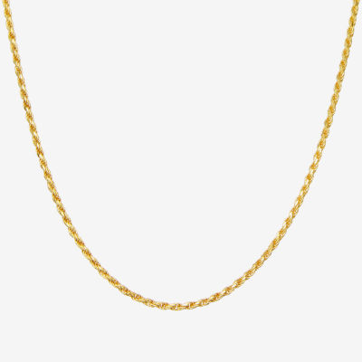 Sterling Silver or Gold Over 18 - 24 Inch Solid Rope Chain Necklace