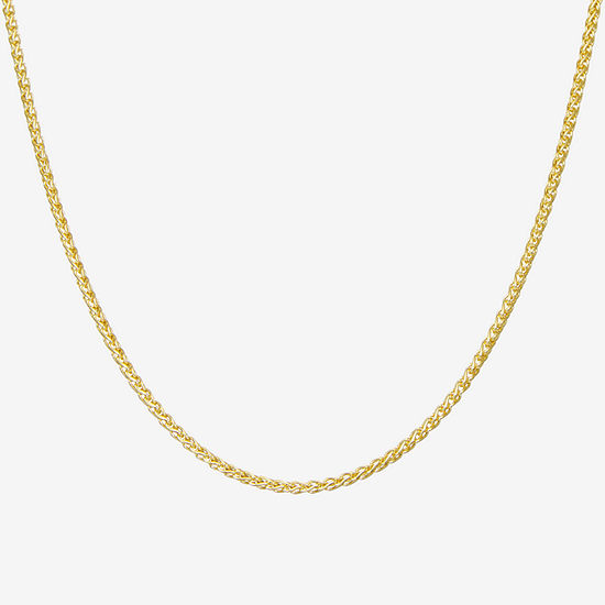 14K Gold Over Silver 18 Inch Hollow Wheat Chain Necklace