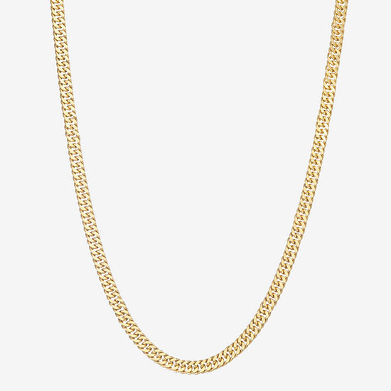 14K Gold Over Silver 20 Inch Solid Cuban Chain Necklace