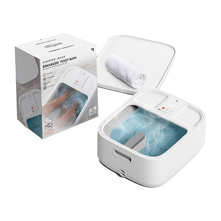 Sharper Image Foot Bath, Heated Spa With Massage Rollers & LED Display, One Size, White